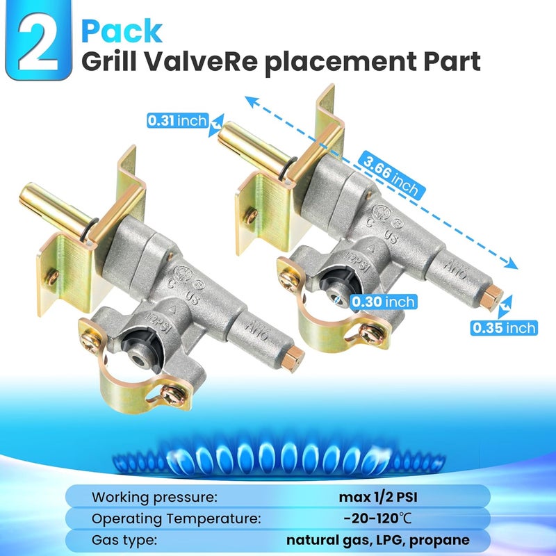 Feekoon 2 Pack Griddle Burner Control Valve Compatible with Blackstone Grill Griddle, Griddle Gas Valve Parts Replacement, Grill Valve Part Compatible with Blackstone 36'' Gas Grill Griddle 1554 - Image 2